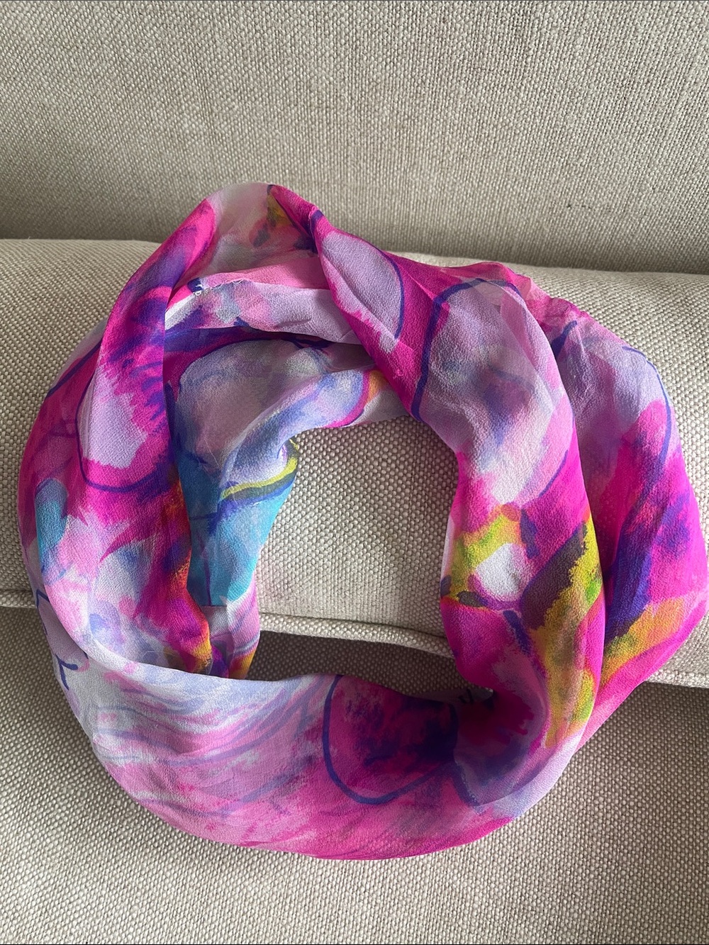 Vibrant vintage Pink Abstract Print Lightweight chiffon Scarf